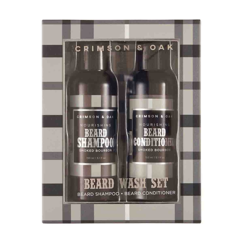 NEW Mens Crimson & Oak Smoked Bourbon Nourishing Beard Wash 2 Piece Gift Set